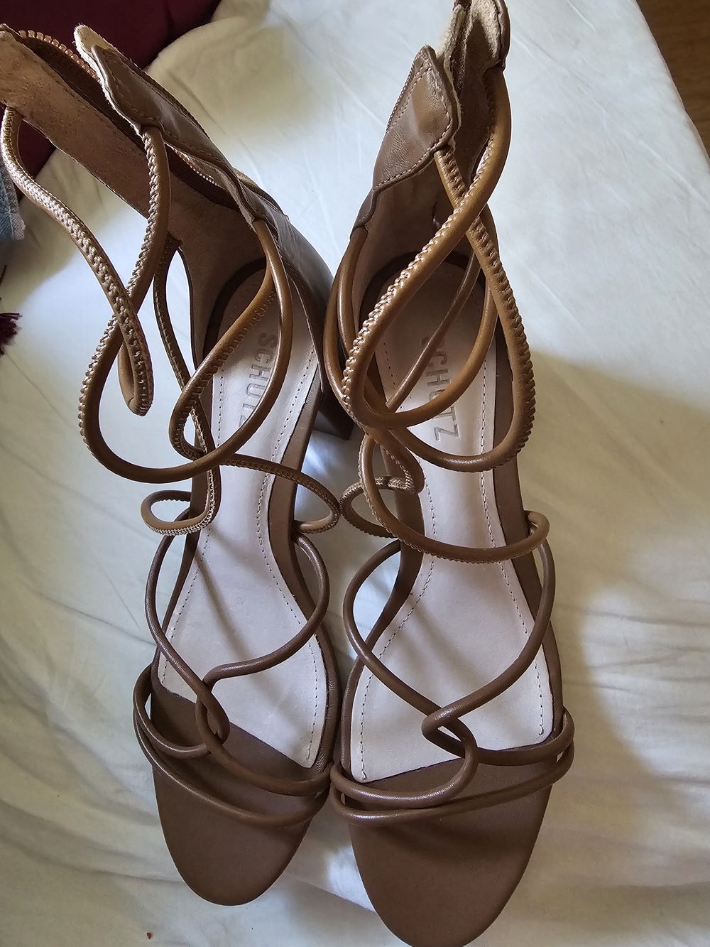 Schultz Strappy Lace-Up Brown Women's Sandals 8b